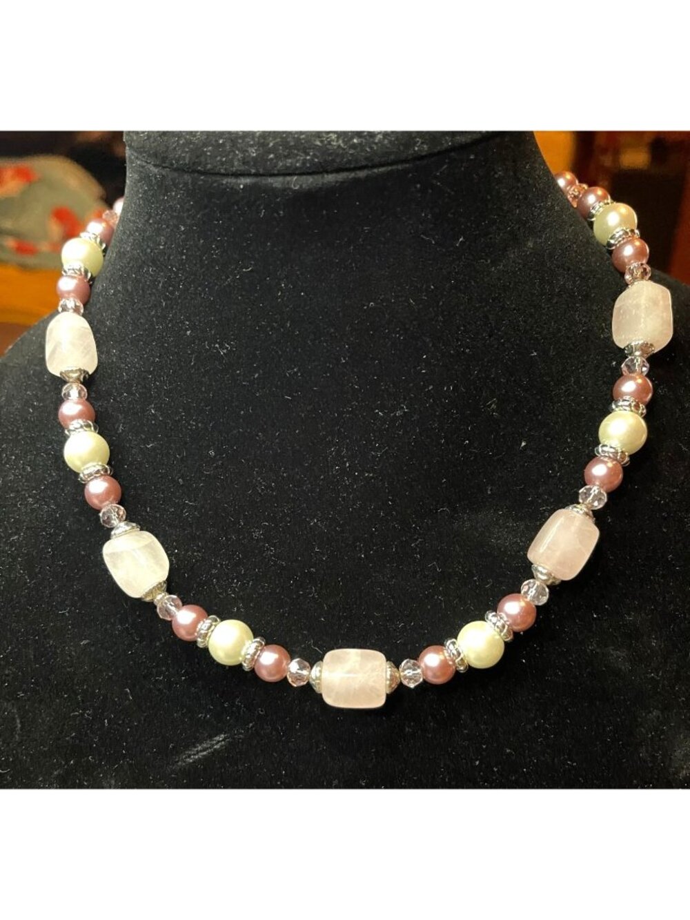 Genuine Rose Quartz Gemstone Beaded Necklace Metaphysical